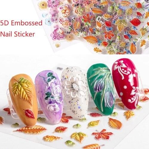 1 Sheet New Colorful Flower Butterfly Nail Art 5D Three-dimensional Embossed Nail Sticker Art Decoration