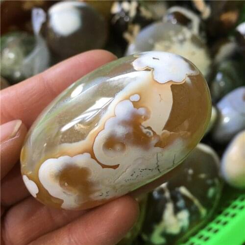 1PC Natural Polished colorful agate Crystal Massage Palm Stone Specimen Healing Natural Quartz
