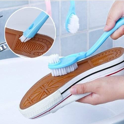1pc double-head Shoe brush three-brush cleaner cleaning brushes Washing Toilet Dishes home Portable Sneakers Shoe cleaning tools