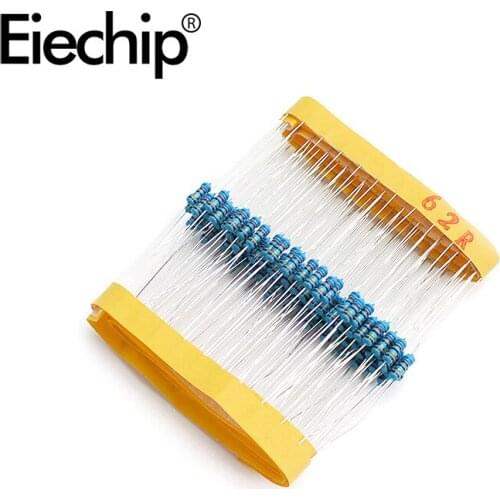 100pcs/lot 1/4W 1% Metal film resistor 62R 0.25W resistance 62 ohm Throught Hole
