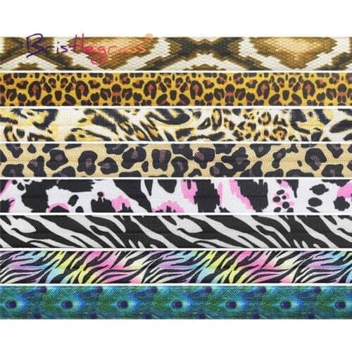 BRISTLEGRASS 50 100 Yard by Roll 5/8" 15mm Lace Leopard Animal Print Foldover Elastic FOE Spandex Band Tape Hair Tie Sewing Trim