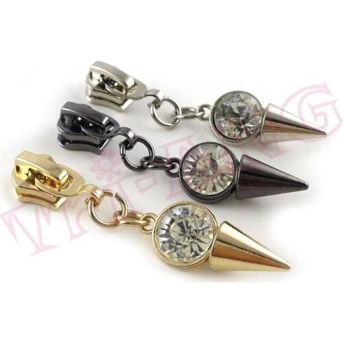 20pcs/lot) High Fashion Bright Rhinestone 8# Zinc Alloy Zipper Sliders