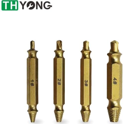 4pcs Damaged Screw Extractor Speed Out Drill Bits Tool Double Side Durable Broken Bolt Remover Screw High Strength Accessories