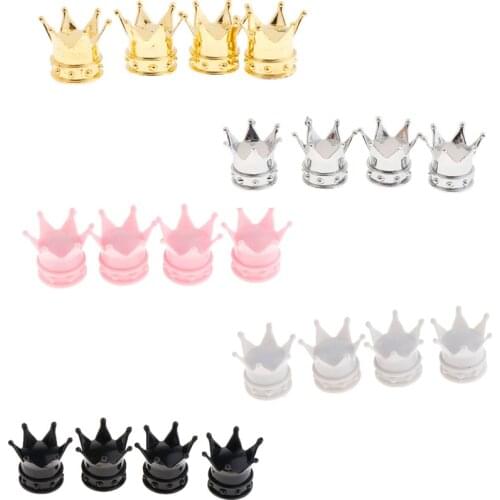 4 Pieces ABS Plastic King Queen Crown Valve Caps Tire Wheel Stem Universal for Car Truck and Motorcycle