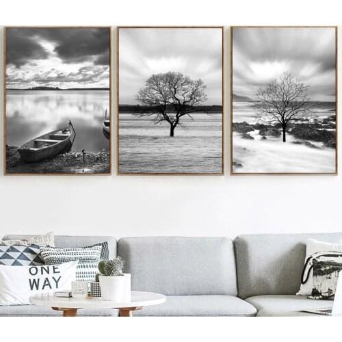 5D Diy Diamond Painting Nordic Landscape Full Round Drill Mosaic Embroidery Tree Lake Ship Cloud Sky Wall Art StickersZP-3860
