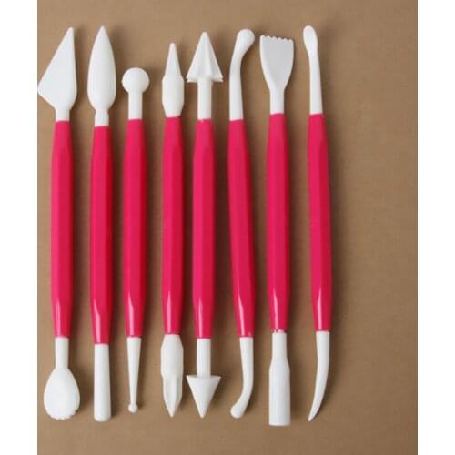 8Pcs Fondant Cake Decorating Modelling Tools 16 Patterns Carving Flower Craft Clay Modeling Baking Accessories Set