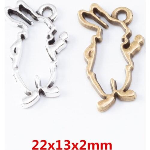 80 pieces of retro metal zinc alloy rabbit pendant for DIY handmade jewelry necklace making 6990