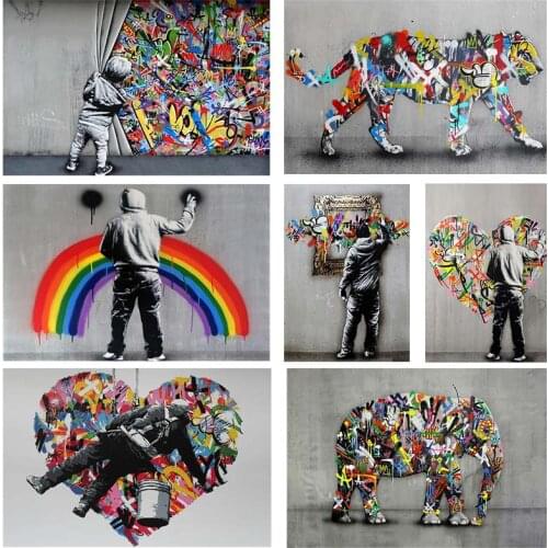 Abstract Love Heart Street Art Graffiti Posters And Prints Wall Painting On Canvas Art Printing Pictures For Living Room Decor