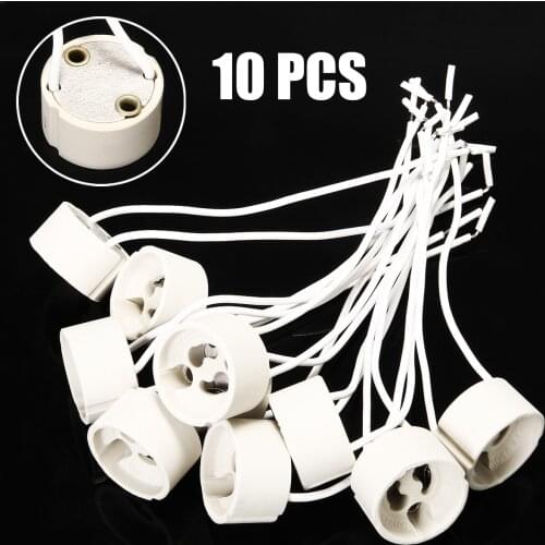 10pcs White GU10 Lamp Ceramic Socket Wire Connector 2A Socket Base Adapter For GU10 Ceiling Light, Halogen Lamp, LED Bulbs