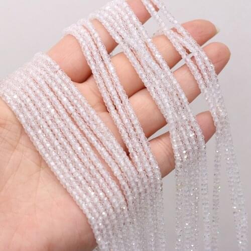 Natural Zircon Beads Round White Faceted Abacus Beads Loose Spacer Beaded For Jewelry Making DIY Bracelet Necklace Accessories