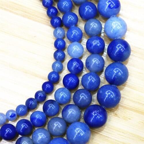 15"Strand Natural Stone Beads Smooth Blue Dongling Stone Beads Round Loose Spacer Beads for Jewelry Making Bracelet Neck 4-12mm