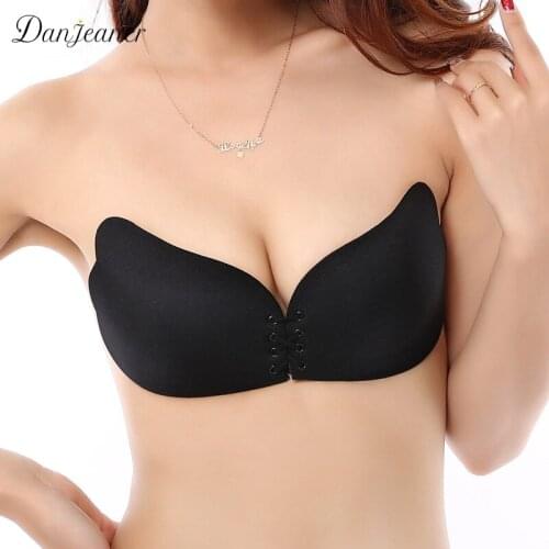 Danjeaner Bra Sexy Black Strapless Breast Petals Spandex Push Up Invisible Bra Reusable Women Intimates Accessories