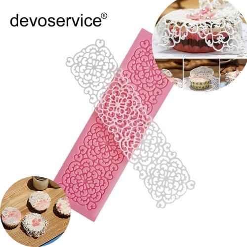 Long Strip Silicone Cake Lace Mat Mold Fondant Cake Decorating Border Decoration Lace DIY Silicone Sugar Lace Pad Baking Tools