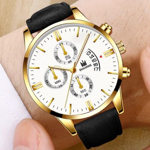 Men Watches Luxury Brand Leather Strap Date Calendar Quartz Watch Men Military Sports Casual Watch Relogio Masculino Male Clock