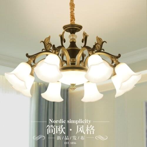 European zinc alloy living room lamp shades down chandelier modern minimalist creative bedroom study restaurant home chandelier