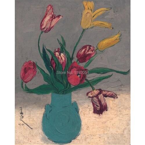 Flower painting Chinese paintings contemporary artist masterpiece flowers posters canvas prints three colors tulips