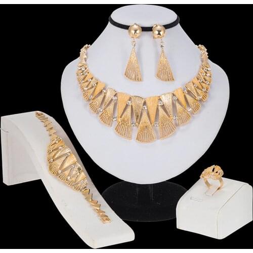 MUKUN African Wedding Fashion Jewelry Set Necklace Bracelet Earrings Ring for Womens Crystal Jewelry Charm Bridal Jewelry Set