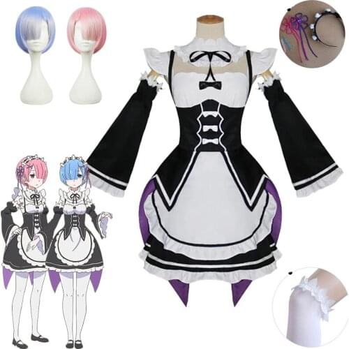 Rem Ram Maid Costume Cosplay Re: Zero kara Hajimeru Isekai Seikatsu Kawaii cos dresses Re Life In a Different World Anime Maid