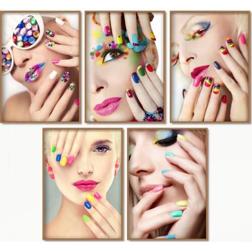 Nail Polish Eye Shadow Fashion Girl Wall Art Canvas Painting Nordic Posters And Prints Wall Pictures Cosmetics Beauty Shop Decor