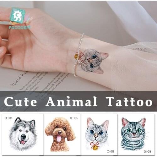 Small Cute Animal Waterproof Temporary Tattoo Sticker Dog and Cat Pet tattoos Body Art Hand Men Women Fake Taty Tatuaje