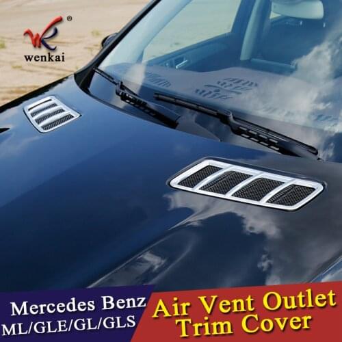 Wenkai ABS Chrome Front Hood Air Vent Outlet Sticker Trim Cover for Mercedes Benz GL GLE GLE GLS ML Class X166 W166 Car Styling