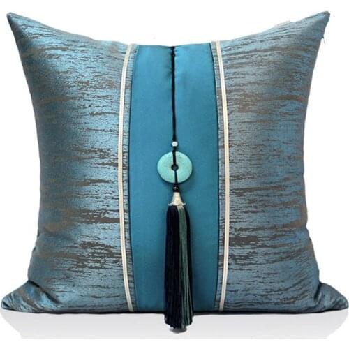 LAN JINGZE Cushion Cover Blue Gery Decorative Bedroom Sofa Seat Pillow Cover Mofern Tassel Throw Pillowcase 45x45cm