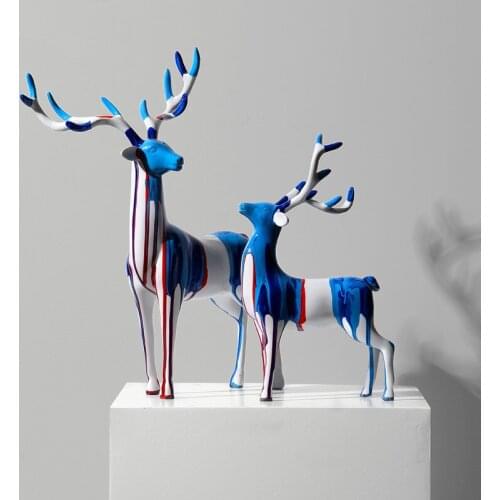 Nordic Art Deer Ornament Creative Fortune Light Luxury Living Room Porch TV Cabinet Desktop Decoration Creative Gift Figurines
