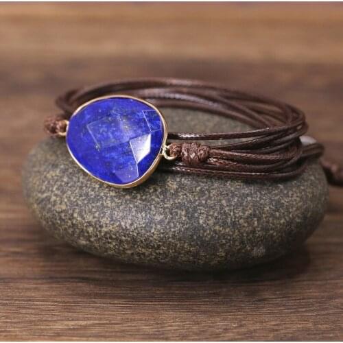 New Rope Wrap Bracelet Natural Stones Lapis lazuli Boho Long Friendship Bracelet Unique Handmade Ethnic Bracelets Dropshipping