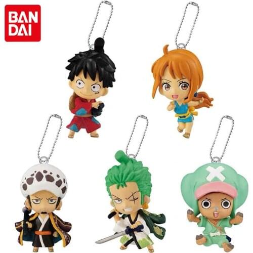 Bandai Genuine ONE PIECE Wano Country Anime Figures Luffy Nami Chopper Zoro Law Action Figure Keychains Pendant Model Toys