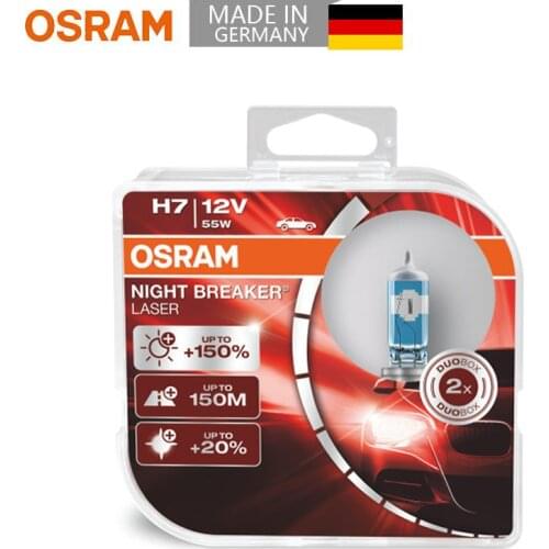 OSRAM H7 12V 55W New Night Breaker Laser Next Generation Car Lamps Halogen Headlight +150 More Brightness 64210NL(2 Pcs)