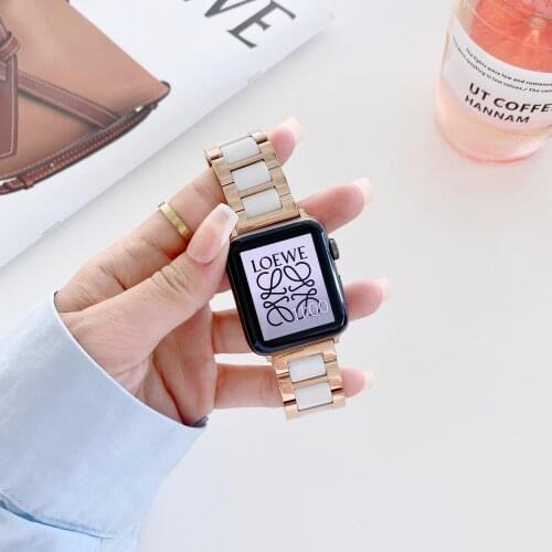 For Apple Watch strap 40mm/38mm/44mm/42mm cermet bracelet iwatch series 6 5/4/3/2/1 stainless steel and ceramic strap