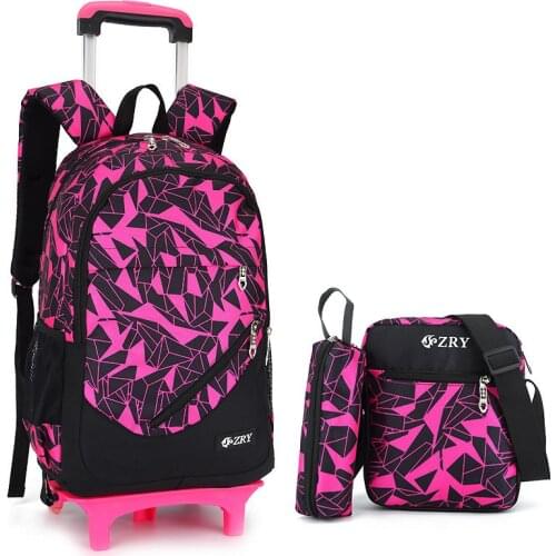 Removable Children School Bags for Girls Boys School Backpack With 2 Wheels Trolley Backpack Kids Luggage Bag Travel Backpack