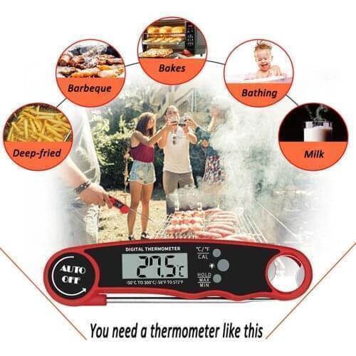 Folding Probe Barbecue Grill Food Electronic Probe Oil Temperature Thermometer Digital Kitchen Thermometer For Oven Beer Meat