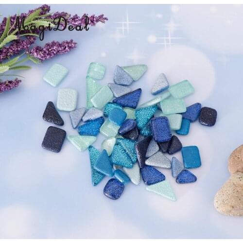 100g Irregular Glass Mosaics Pieces Tiles for DIY Flowerpot Photo Frame Decor, Assorted Color