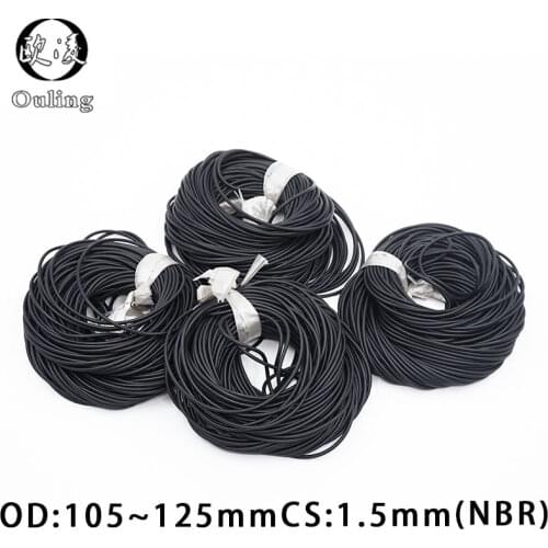 Rubber Ring Black NBR Sealing O-Ring 1.5mm Thickness OD105/125mm O Ring Seal Gasket Nitrile ORing Oil Resistance Rings Washer