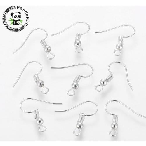Grade A Silver Plated Iron Earring Hooks, Nickel Free, 18x0.8mm, Hole: 2mm; about 5000pcs/bag