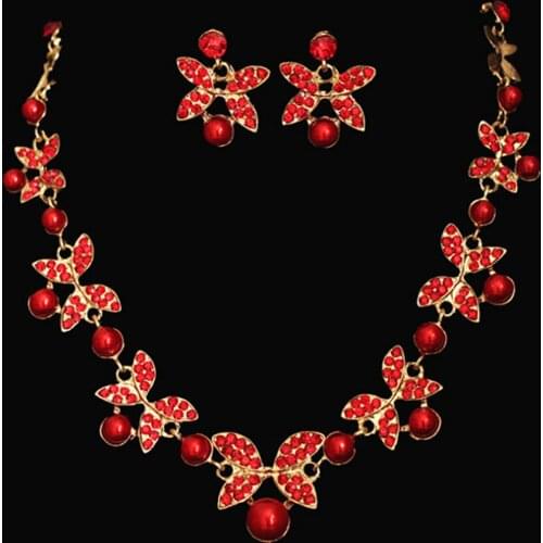 Women Faux Pearl Rhinestone Chain Necklace Stud Earrings Bridal Jewelry Luxury Wedding Party Jewelry Decor Accessory Gift
