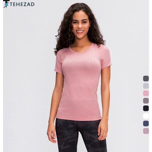 TEHEZAD 2021 Womens Sport T-shirt Female Yoga Top Fitness Gym Clothing Mujer Summer Sportwear Short Sleeve Shirts