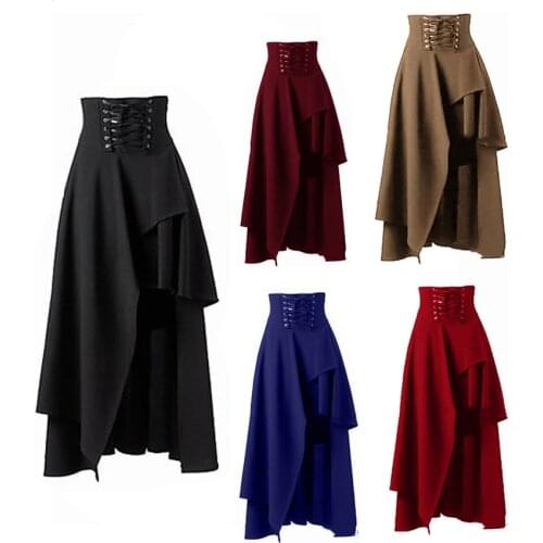 Lolita Style Women Vintage Medieval Skirt Bandage Gothic Revival Party Masquerade Wearing Costumes Pirate Draped Skirt 5 Colors