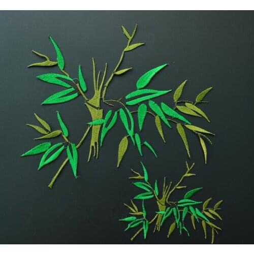 1Pcs Bamboo Patch for Clothing Iron On Embroidered Sew Applique Cute Patch Fabric Clothes Badge Garment DIY Apparel Accessories