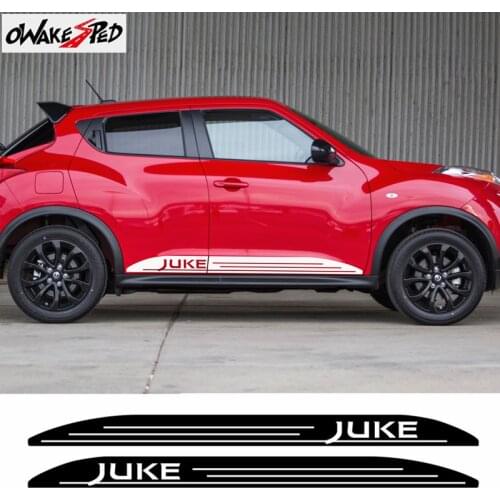 2pcs For Nissan JUKE NISMO Car Door Side Skirt Stickers Racing Sport Stripes Styling Auto Body Tuning Accessories Vinyl Decals