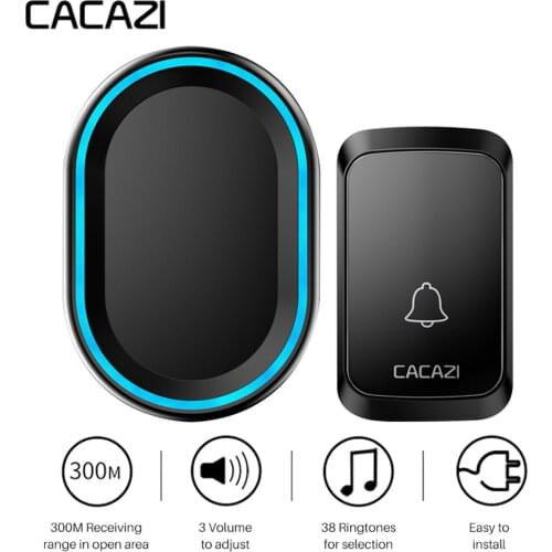 2019 New Wireless Doorbell 58 Chimes Door Ring Bell LED Light Calling AC 100-240V 300M Range EU UK US AU Plug Receiver Door Bell