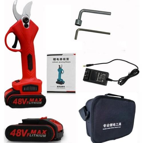48VF Rechargeable Electric Pruning Scissors Pruning Shears Garden Pruner Secateur Branch Cutter Cutting Tool w/ 2x Battery