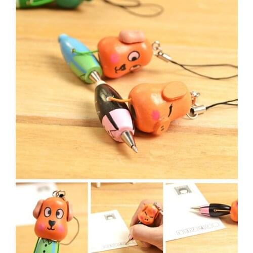 60pcs kawaii Multi-function ballpoint pen mixed cartoon rabbit monkey doggy Pens creative school supplies kids wooden Stationery