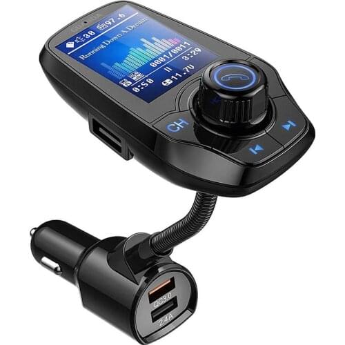 Hands-free Car Phone Charger T26D Large Color Display Screen Car Bluetooth MP3 Music Player QC3.0 Car Fast Charger