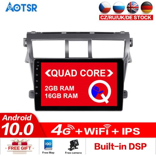 AOTSR Android 10.0 16GB Car Tracker For Toyota VIOS 2008-2013 Car GPS Navigation Accessories 1 din Stereo Player Radio Head Unit