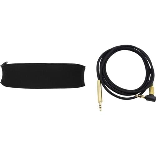 Zipper Headband Cover Case for Technica ATH MSR7, MSR7NC, MSR7BK, MSR7GM, M50 & Audio Cable for AKG Y40 Y50 Y45