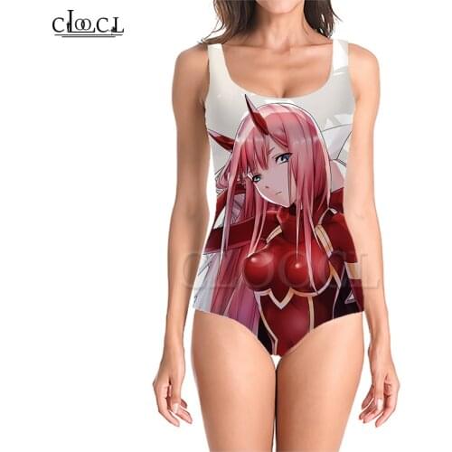 CLOOCL Anime Darling In The Franxx Zero Two 3D Print Girls One-piece Swimsuit Swimming Bathing Suit Sleeveless Slim Sexy
