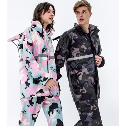 2 Layer Stereo Raincoat Suit Rain-Proof Men Women Jacket Pants Hooded Motorcycle Poncho Outdoor Camping Fishing Hiking Rain Gear