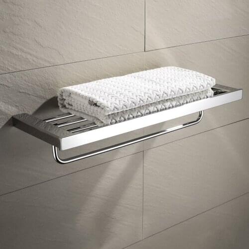 Chrome Polished Towel Racks for Bathroom Shelf with Towel Bar Holder Stainless Steel Towel Rail Rack Wall Mounted